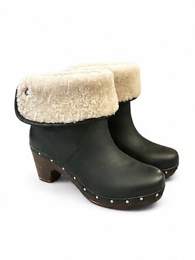 🔥 UGG BOOTS Shearling Lined Heeled Clog Boots